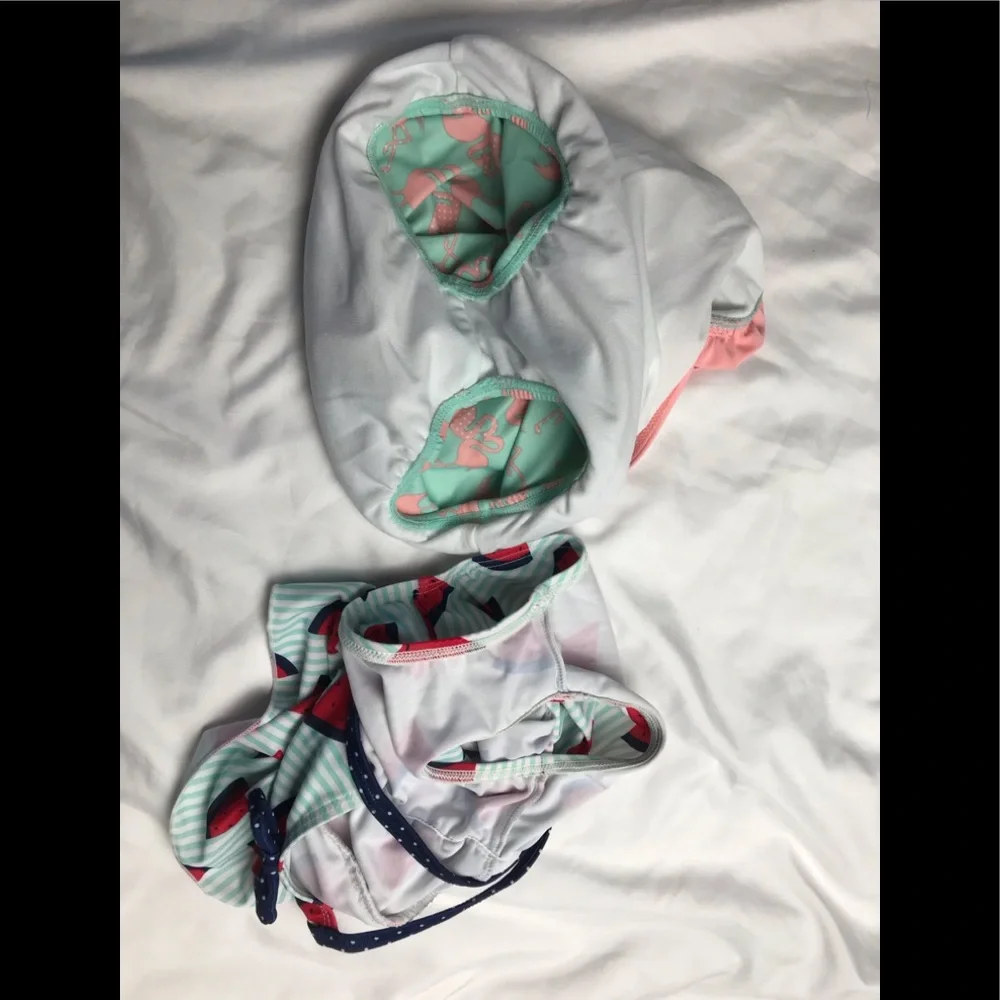 Girls swimsuits 3-6 months flamingos & watermelon